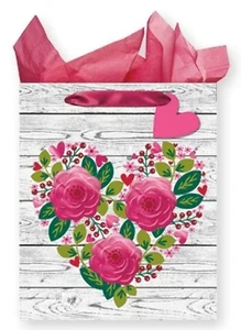 Bolsa de regalo grande - flores rústicas de color rosa - Imagen 1 de 1