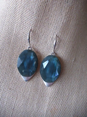 Pendientes colgantes/ganchos para peces Robert Lee Morris tono plata/piedra verde azul nuevo con etiquetas Foto 1 de 4