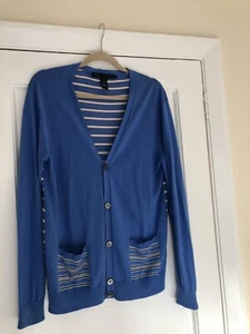 Marc By Marc Jacobs mens silk cotton cashmere mix blue striped cardigan - Picture 1 of 11