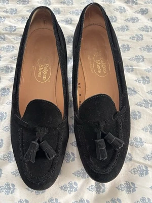 Zapatos Belgas Negro Gamuza Elle Borla Mocasín Mujer’s Talla 5.5 Foto 1 de 4