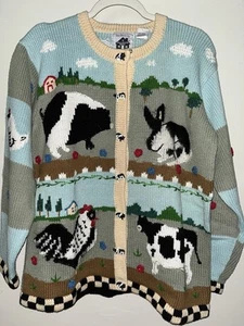 StoryBook Knits Farm Animals Cardigan - Picture 1 of 7