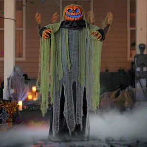 72" Halloween Decorations Outdoor Life Size Animatronics Ghost Pumpkin Decor, So - Picture 1 of 12