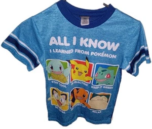 Pokémon Youth Boys Medium Blue "All I Know I Learned From Pokémon" Shirt - Imagen 1 de 2
