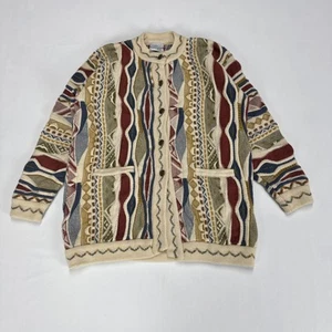 Vintage PURELY AUSTRALIAN Cardigan Woman’s Medium Multicoloured 3D Wool Knit - Foto 1 di 15