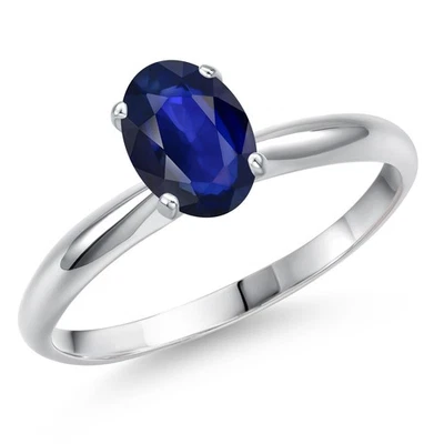 Anillo de compromiso solitario de zafiro de oro blanco de 14K para mujer | 0,57 Cttw |  Foto 1 de 4