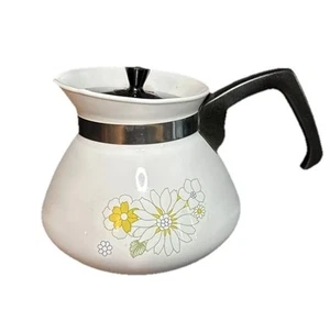 Corning Ware bouquet floreale 6 tazze teiera bollitore P-104-4 con coperchio in metallo vintage anni 60 - Foto 1 di 9