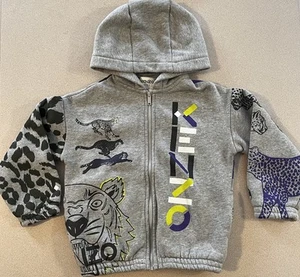 Kenzo Kids Logo Tiger Print Hooded Zip Up Sweatshirt Size 4A - Picture 1 of 15