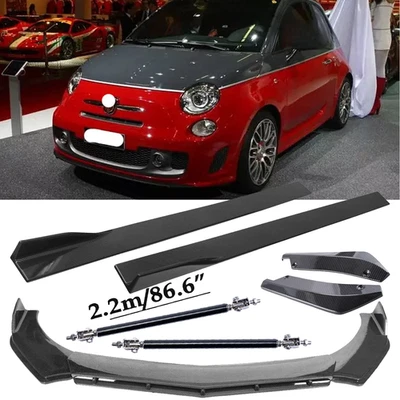For Fiat Abarth 595 500 Carbon Fiber Front Bumper Lip Splitters Side Skirt Strut Foto 1 de 4