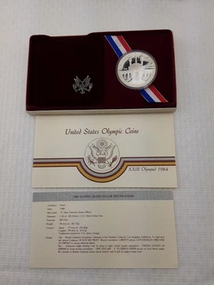 NEW, 1984-S Los Angeles Olympic Proof Silver Dollar incl. US Mint OGP, Box & COA - Image 1 of 4