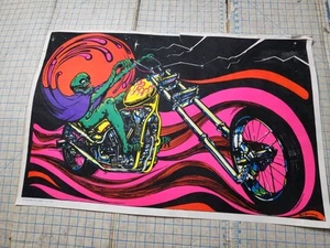 Affiche vintage DEMON CHOPPER Alien lumière noire feutre Bill Hoorman - Photo 1 sur 10