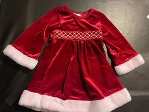 Bonnie Jean Weihnachtskleid rot Velour Glitzer weiß Kunstfellbesatz Mädchen 3t - Bild 1 von 6