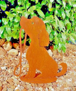 SAREMO Hund LUCY mit Leine Edelrost Skulptur Rost Deko Figur Hund 40 cm * S - Bild 1 von 12