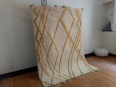 Estilo Beni Ourain - Patrón de lana naranja y verde claro - 238x169 CM | 7,8x5,5 pies Foto 1 de 4