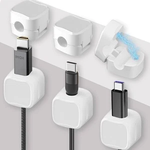 6Pcs Cable Holder Magnetic Cable Wire Clip Tidy Cord Lead Organizer USB Charger - Picture 1 of 6