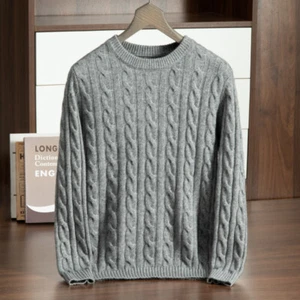 Winter 100% Kaschmir Pullover Herren verdickter Pulli Stehkragen Jacquard Strick - Bild 1 von 26