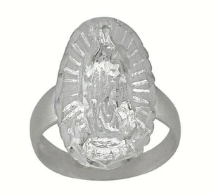 Sterling Silver Virgin Mary Ring Our Lady of Guadalupe Lucky Ring High Polished - Picture 1 of 2