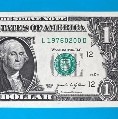 1976 February : L 19760200 D YEAR / MONTH $1 One Dollar Bill (1976 / 02__) *UNC* - Image 1 of 4