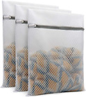 3Pcs Durable Honeycomb Mesh Laundry Bags for Delicates 12 X 16 Inches (3 Medium)