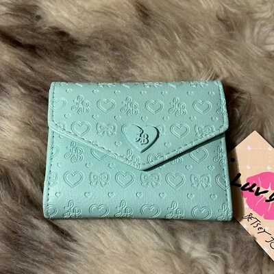 NWT Betsey Johnson Flap Wallet -  Pretty Embossed Mint - Image 1 of 4