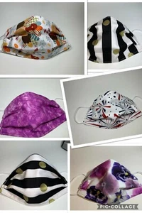 Handmade face mask 100%cotton with filter and nose wire sown in. - Bild 1 von 47