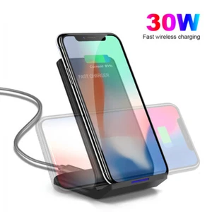 UK 30W  Wireless Charger Stand Dock For Apple iPhone 16 Pro 15 14  Samsung S24+ - Picture 1 of 13