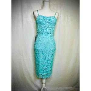 Vestido midi ceñido al cuerpo de encaje Marciano Guess Fifi tinte azul para mujer talla 6 - Nuevo con etiquetas - Imagen 1 de 8