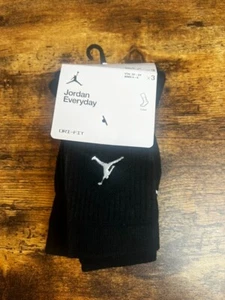 Nike Air Jordan Jumpman Dri-Fit Crew Socks 3 Pairs Black Women 4-6/ 3Y-5Y - Picture 1 of 4