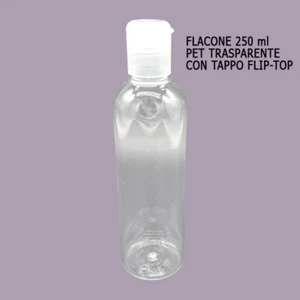FLACONE Bottiglia Plastica PET trasparente 250 ML + capsula FLIP-TOP tall boston - Imagen 1 de 4