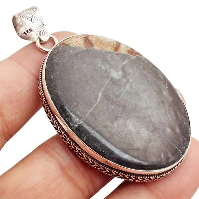Jaspis Edelstein Versilbert Handmade Anhänger Schmuck Geschenk 5cm P-14908 - Bild 1 von 3