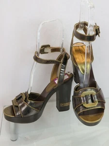 NUEVOS ZAPATOS DE PLATAFORMA DE MADERA MARC JACOBS ANTIGUOS BRONCE AGRIETADO 36.5 ITALIA - Imagen 1 de 12