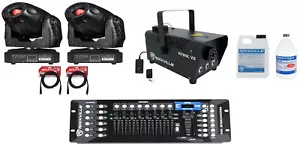 (2) Eliminator Stealth Spot LED Moving Head Lights+DMX Control+Fogger+Cables ADJ - Picture 1 of 12