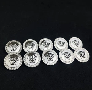 10 VERSACE KNÖPFE MEDUSA LOGO SILBER METALL 23 MM VINTAGE - Bild 1 von 8