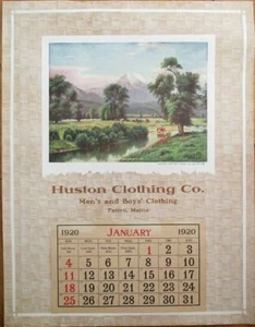 Patten, ME 1920 Werbekalender / 13x15 Plakat: Huston Clothing - Maine - Bild 1 von 1