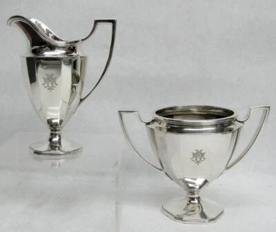 CREMA Y AZÚCAR DE PLATA ESTERLINA VINTAGE TIFFANY & CO 1915 Foto 1 de 4