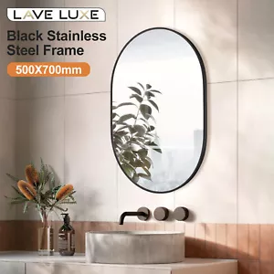 Oval Bathroom Vanity Wall Mirror Black Stainless Steel Frame Home Decor 50x70cm - Picture 1 of 6