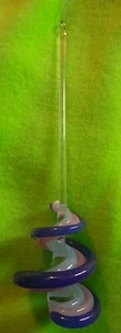 Vtg Hand Blown Swirly Glass Blue Purple Clear Christmas Ornament - Picture 1 of 6
