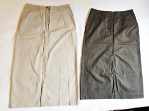 Eddie Bauer Pr 2 Long Skirts Denim Khaki Green Y2K NWOT Size 14 Cotton - Picture 1 of 18