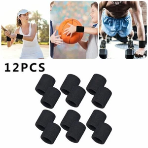 Sport Wristbands Terry Absorbent Tennis Sweatband, Black - Picture 1 of 13