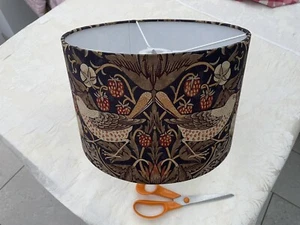 Handmade Drum Lampshade 30cm In William Morris Strawberry Thief - Picture 1 of 2