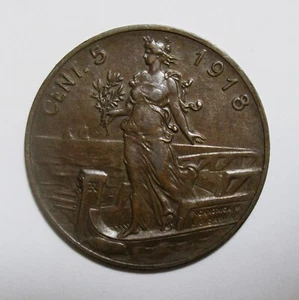 VITTORIO EMANUELE III 5 CENTESIMINI ITALIA SU PRORA 1918 BB/SPL - Picture 1 of 2
