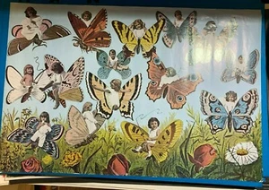 BUTTERFLY DECO VINTAGE 1971 HEADSHOP GROOVY HIPPIE COLOR POSTER -NICE! - Picture 1 of 8