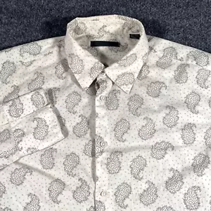 John Varvatos Mens Large Long Sleeve Paisley All Over Print Cream Designer Shirt - Picture 1 of 9