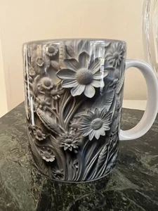 3D Floral Flower Ceramic Mug 11oz Coffee mug cup - Picture 1 of 3