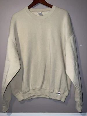 VINTAGE RUSSELL ATHLETIC CREWNECK SWEATSHIRT XL made in USA TAN KHAKI - Image 1 of 3