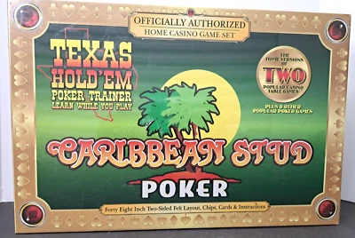 Texas Hold 'Em Caribbean Stud Poker Home Casino Party Card Game Set Sealed New - Image 1 of 4