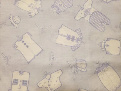 Cotton Fabric 45 x 1 yd Blue Baby Layette Daisy Kingdom #4291 Vintage - Image 1 of 4