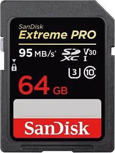 SanDisk Extreme PRO 64GB SDXC Memory Card up to 95MB/s UHS-1 Class 10, U3, V30 - Picture 1 of 10