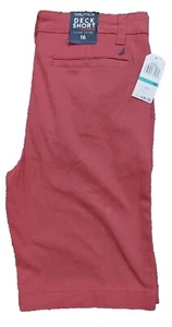 NWT $36.50 NAUTICA DECK SHORT STRETCH Flat Front Soft Twill 674 Rose Sz 16 - Picture 1 of 12