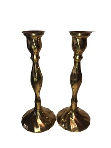 Portacandele vintage ottone 10 pollici portacandele conici leggermente attorcigliati �� - Foto 1 di 7
