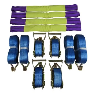 Car Transporter Wheel Strap Set 35MM x 6M (X2 or X4 Trailer Recovery Soft Link) - Picture 1 of 9